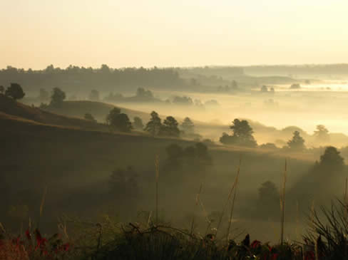 photograph ofmonring fog at Fort Niobrara from overlook
